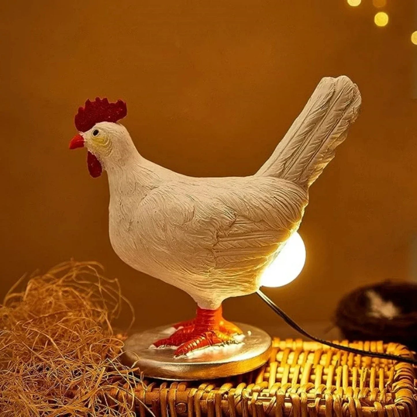 Farmhouse Chicken Table Lamp in ABS Material