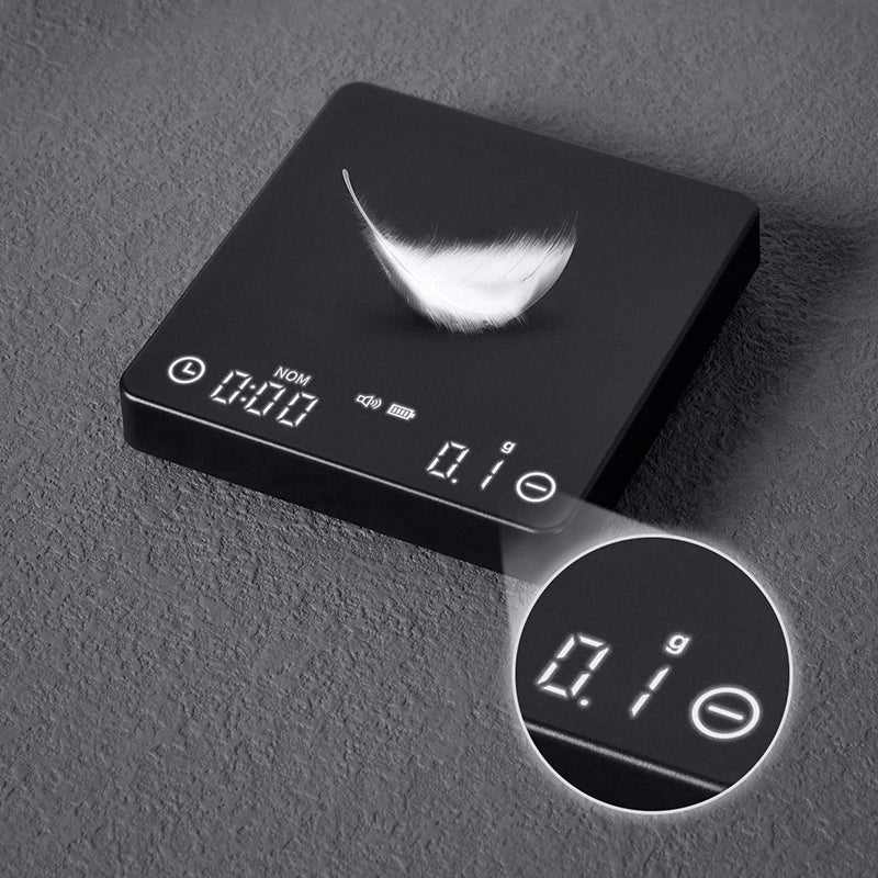 Digital Espresso Coffee Scale with Mini Smart Timer, 2 kg Capacity, USB Rechargeable, Accurate to 0.1 g