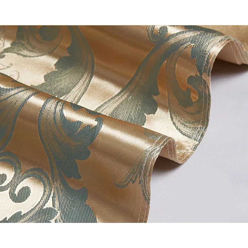 Satin Rayon Jacquard Duvet Cover Set in Gold and Blue