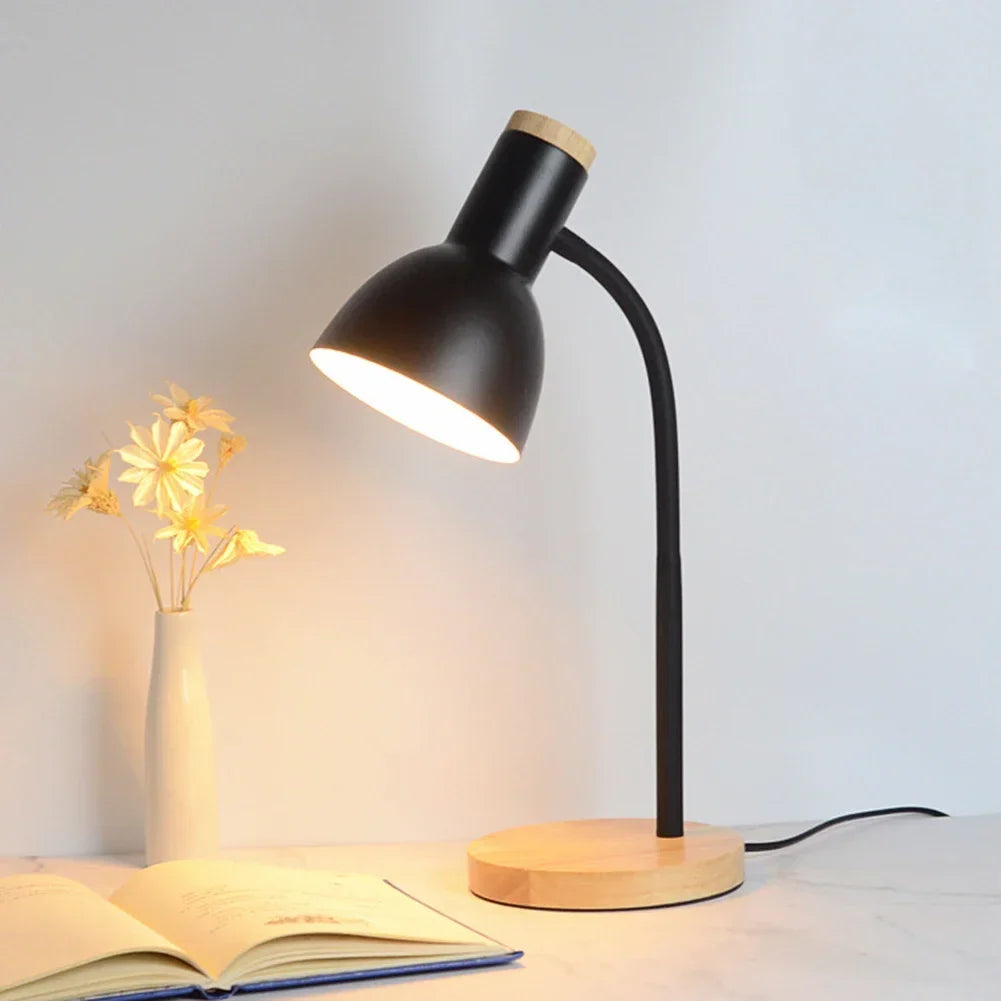 Scandinavian Wood and Iron LED Desk Lamp