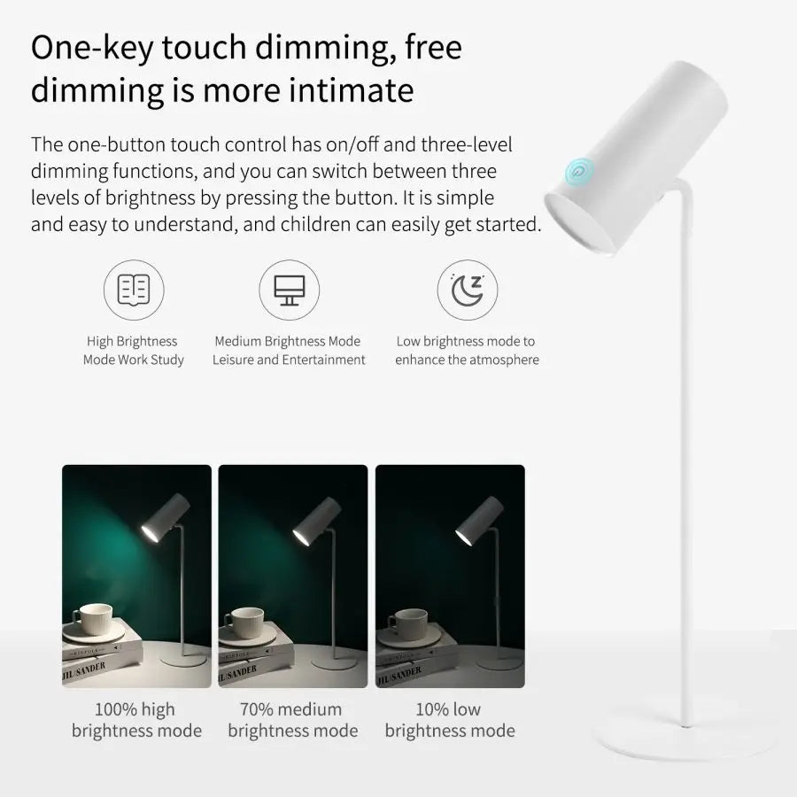Dimmable LED Desk Lamp with Touch Control and Rechargeable Battery