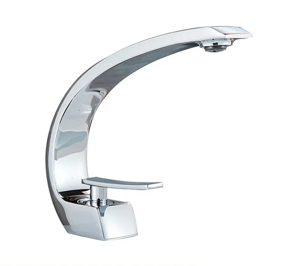 Gold Wall-Mounted Bathroom Faucet with Single Lever Mixer