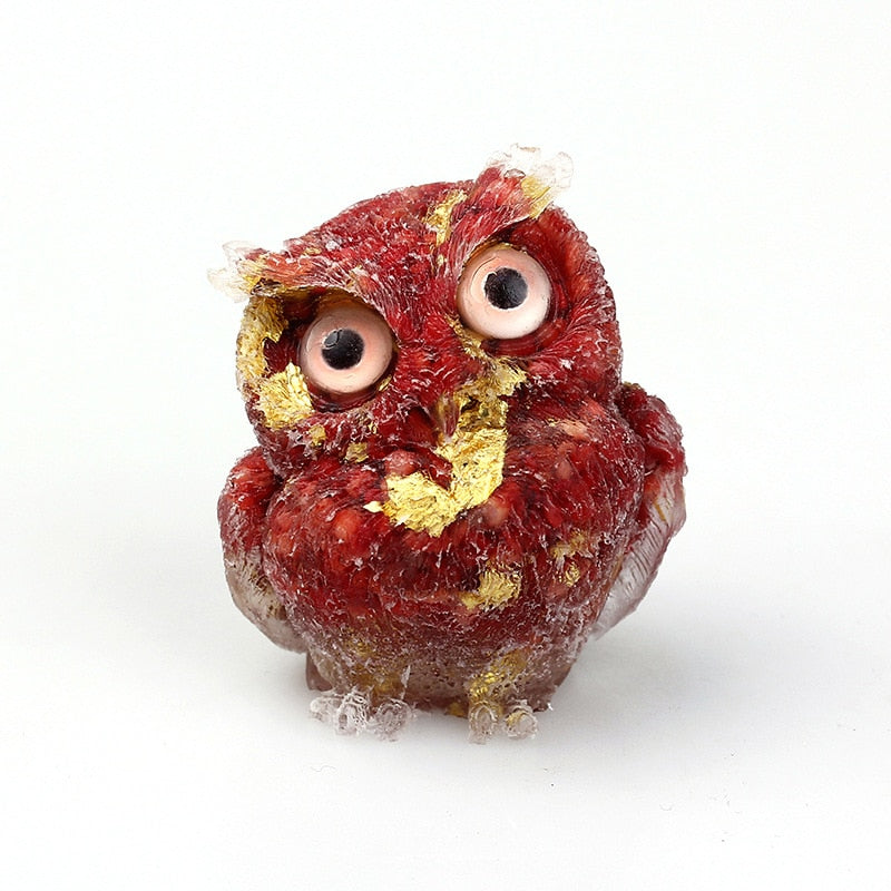 Handmade Natural Crystal Owl Figurine Sculpture