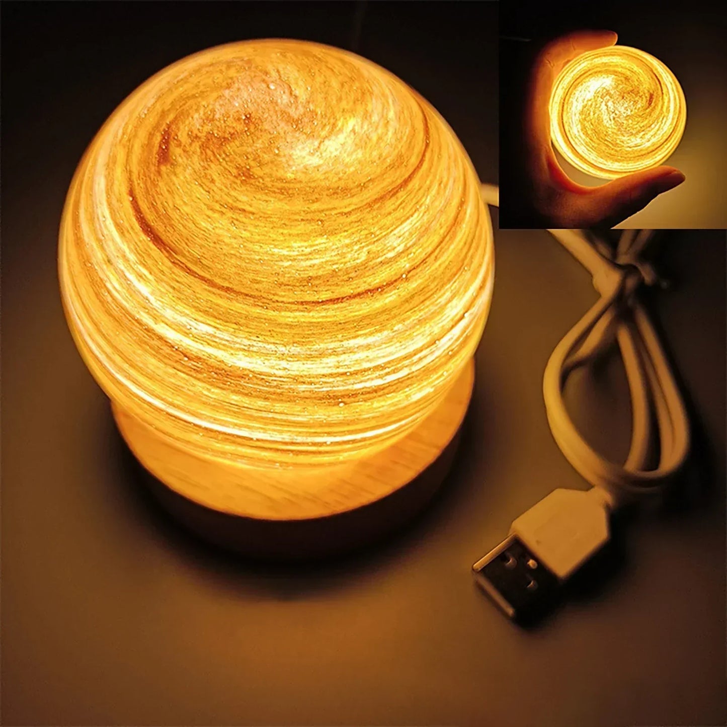 3D Crystal Planet Mini Night Lamp - LED Galaxy Decor