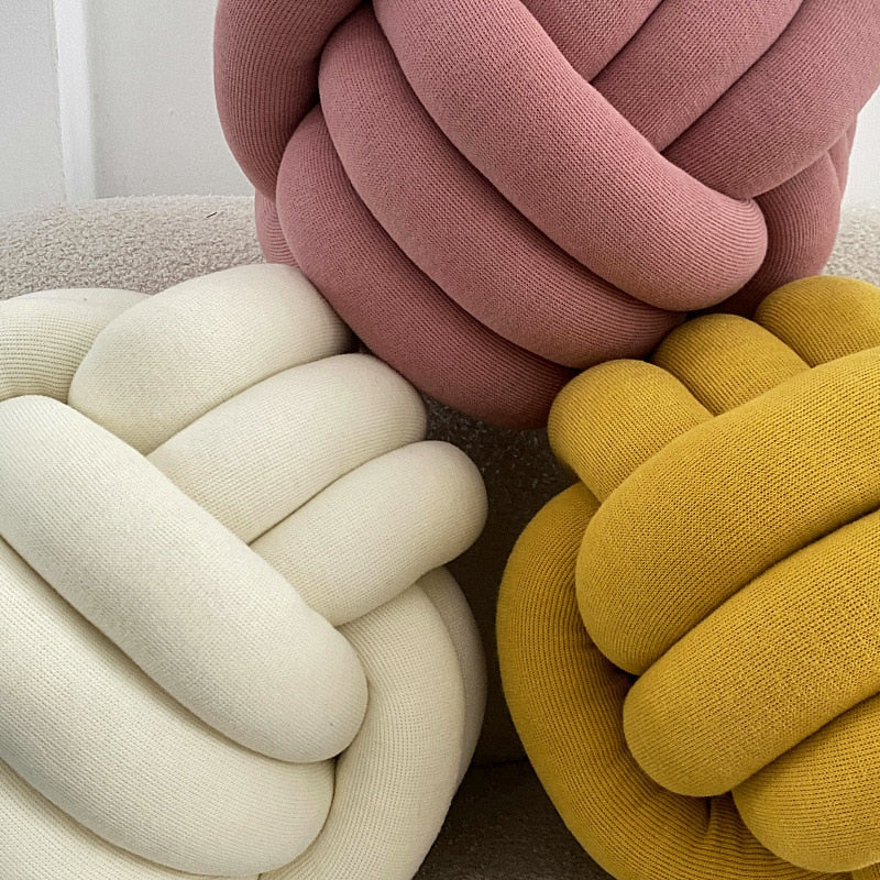 Knot Shaped Cotton Pillow - 11 Inch Diameter