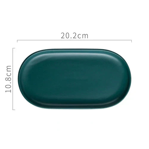 Ceramic Marble Oval Tray for Jewelry and Bathroom Storage
