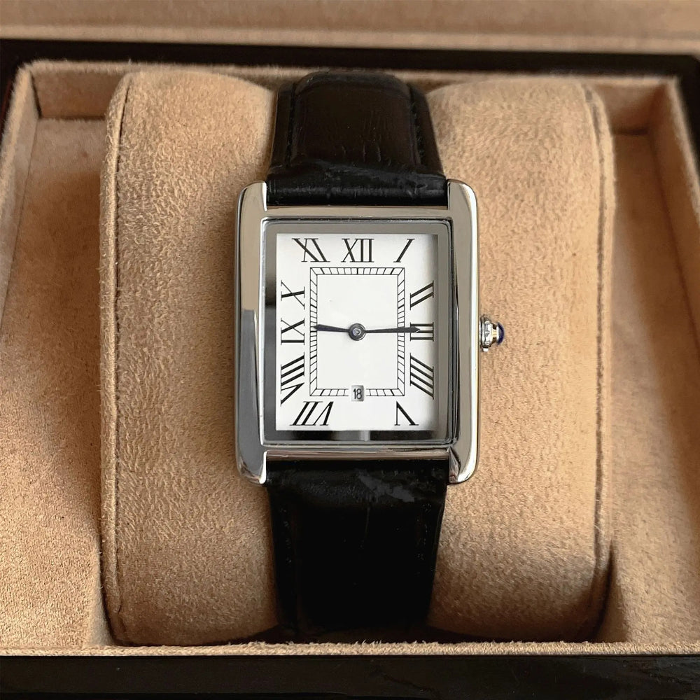 Men's Square Analog Dress Watch with Roman Numerals