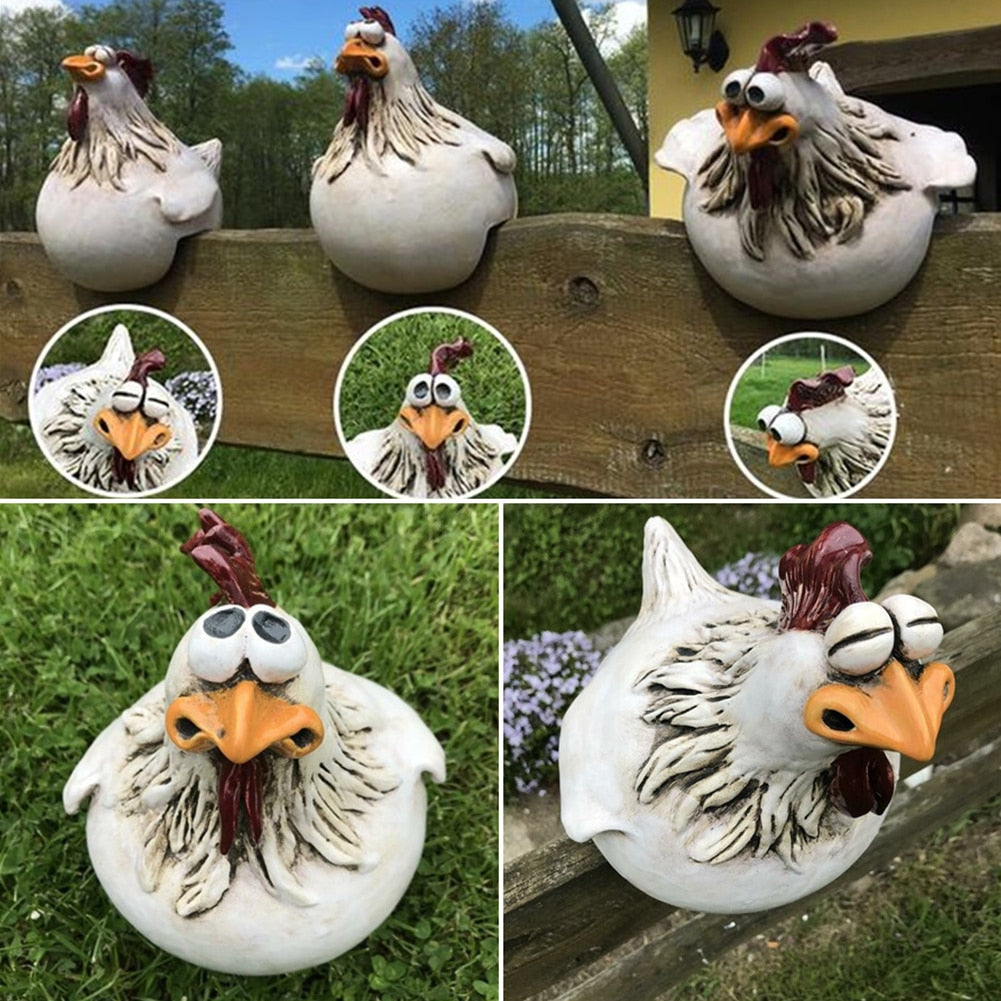 Cheerful Chicken Fence Decor - Playful Garden Art
