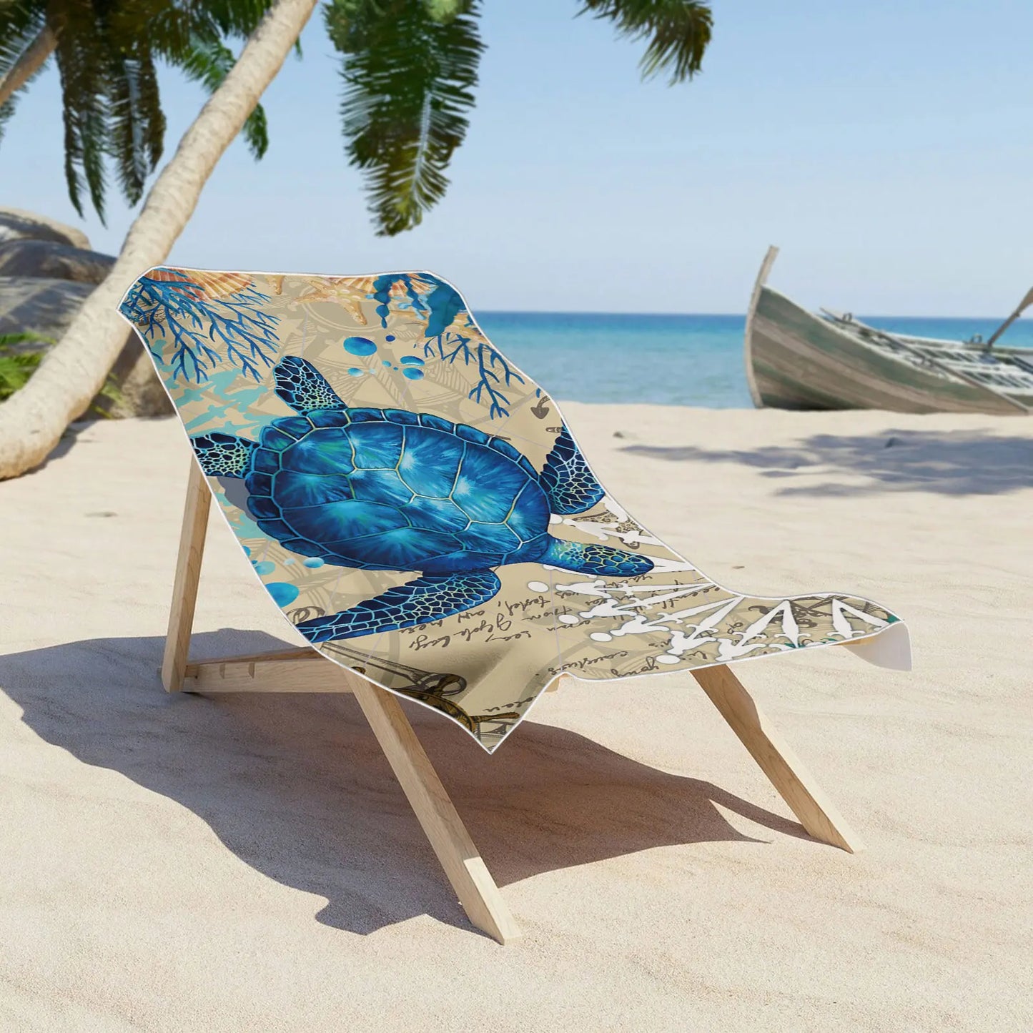 Highly Absorbent Turtle Motif Beach Towel