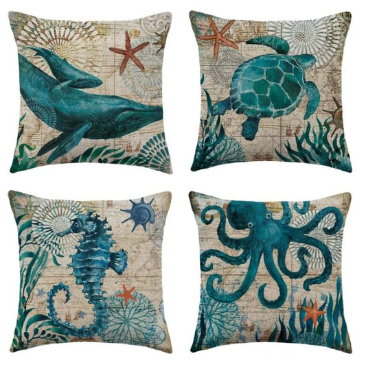 Coral Sea Life Pillowcases Set of 4