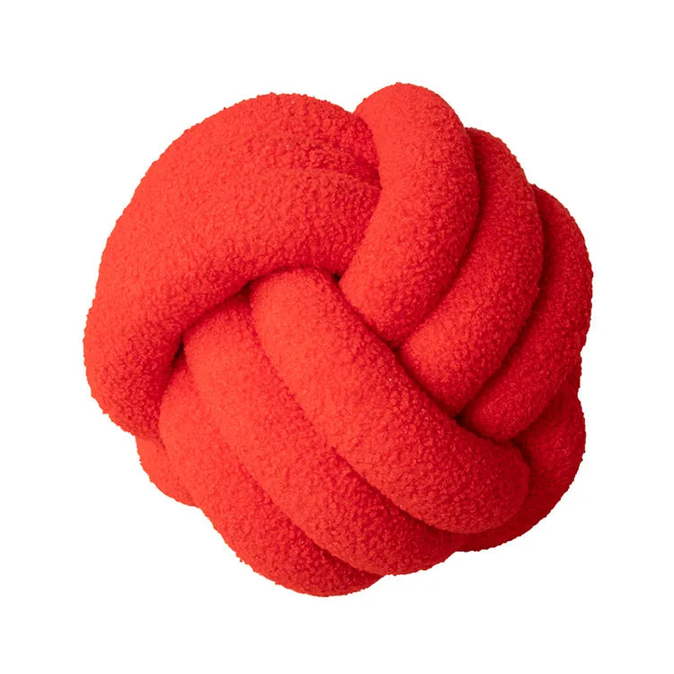 Hand-Knotted Sheepskin Ball Throw Pillow
