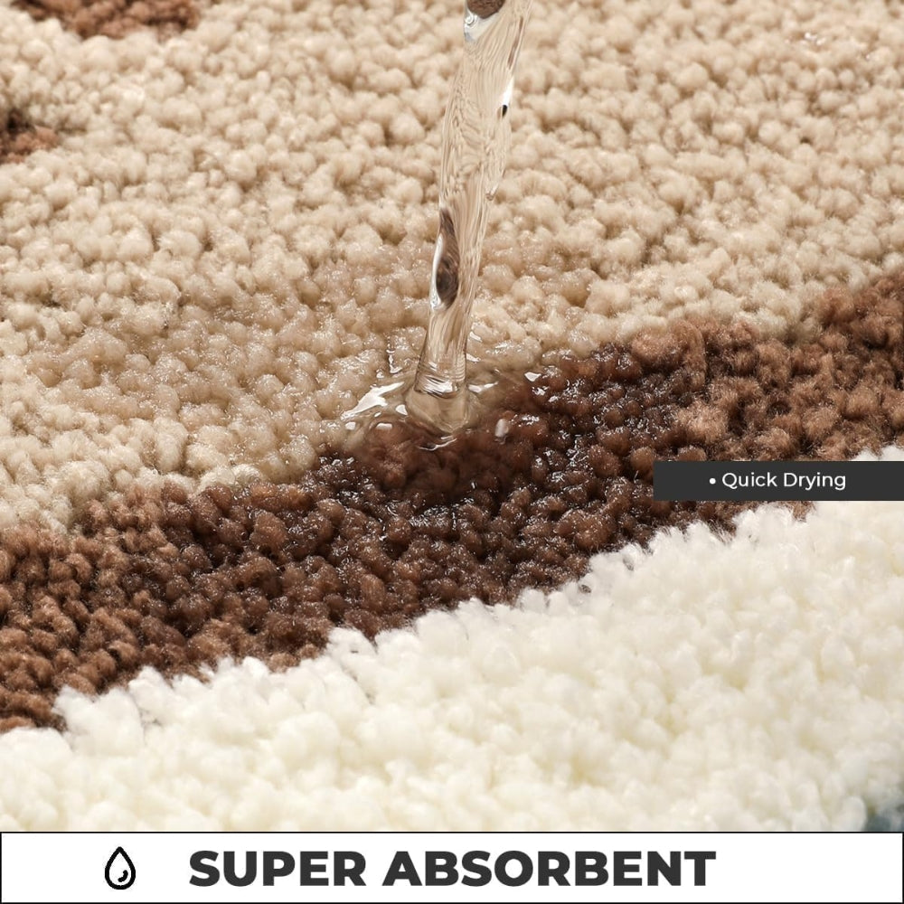 Coastal Seaside Footprint Bath Mat with Non-Slip Backing