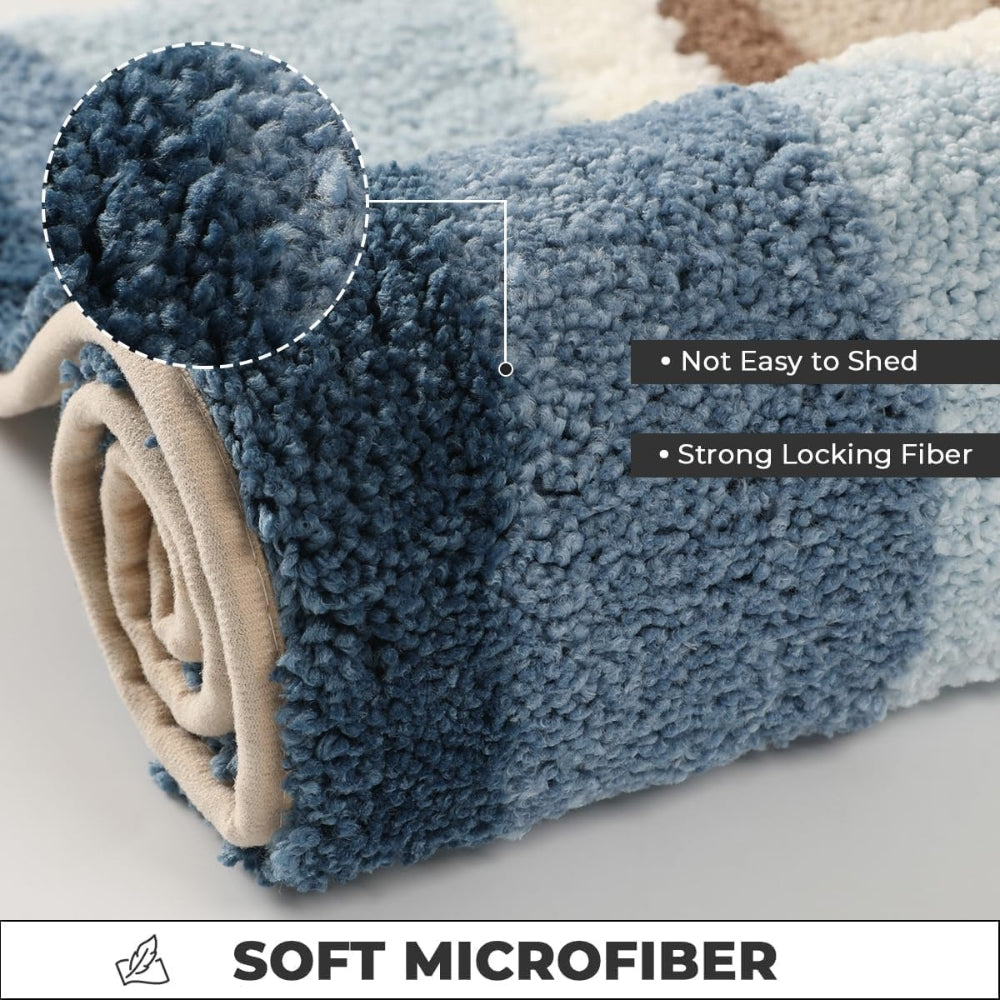 Coastal Seaside Footprint Bath Mat with Non-Slip Backing