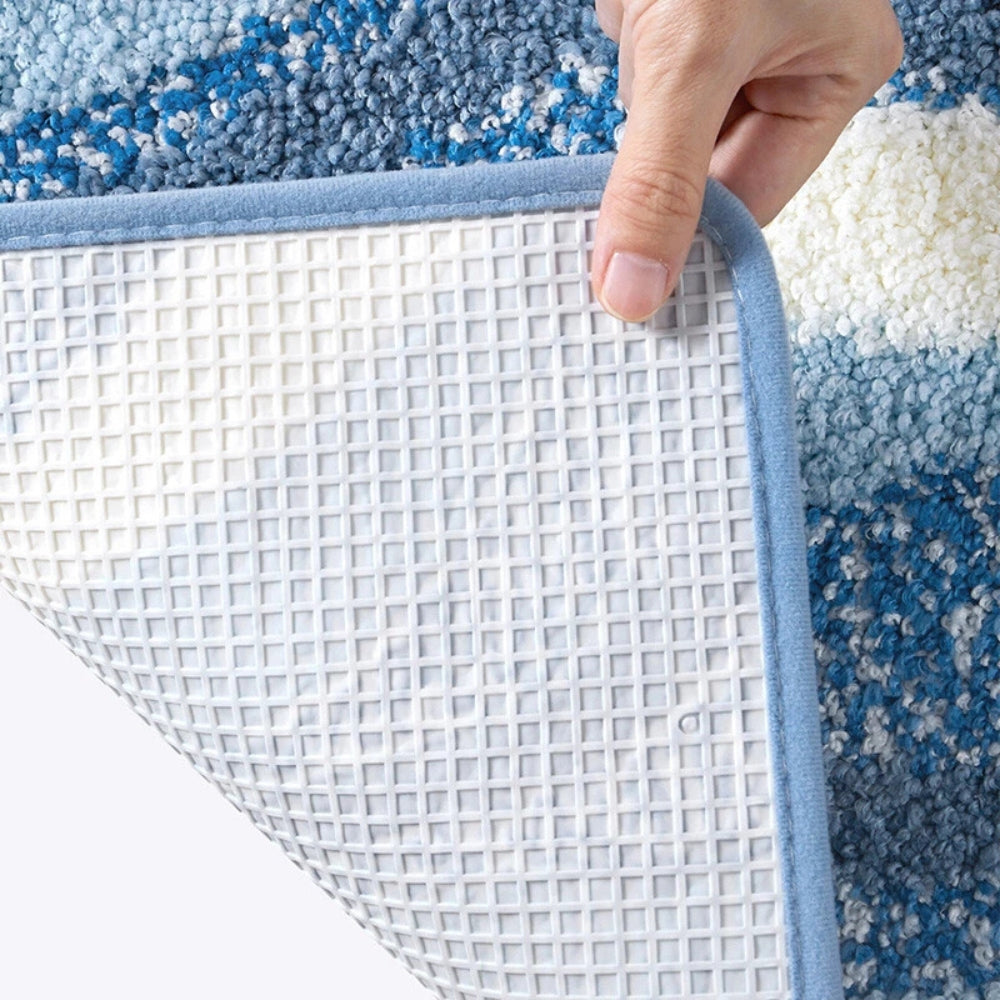Coastal Seaside Footprint Bath Mat with Non-Slip Backing