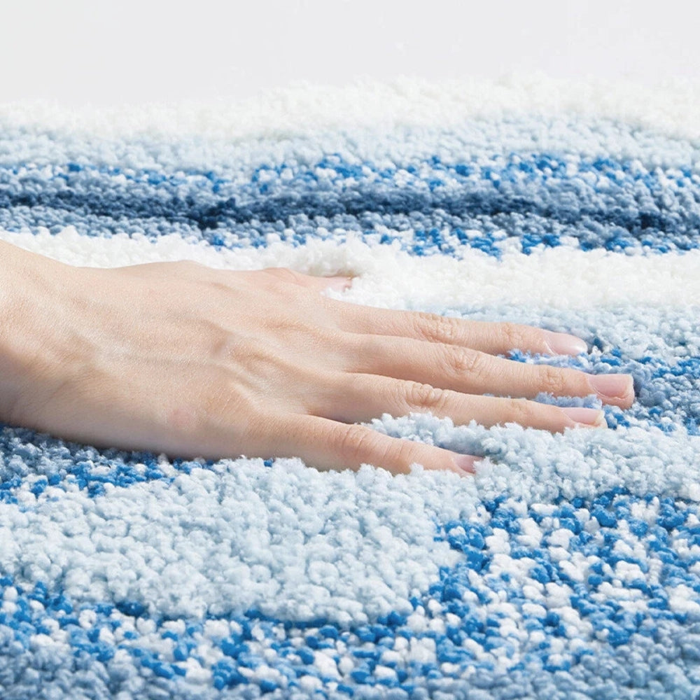 Coastal Seaside Footprint Bath Mat with Non-Slip Backing