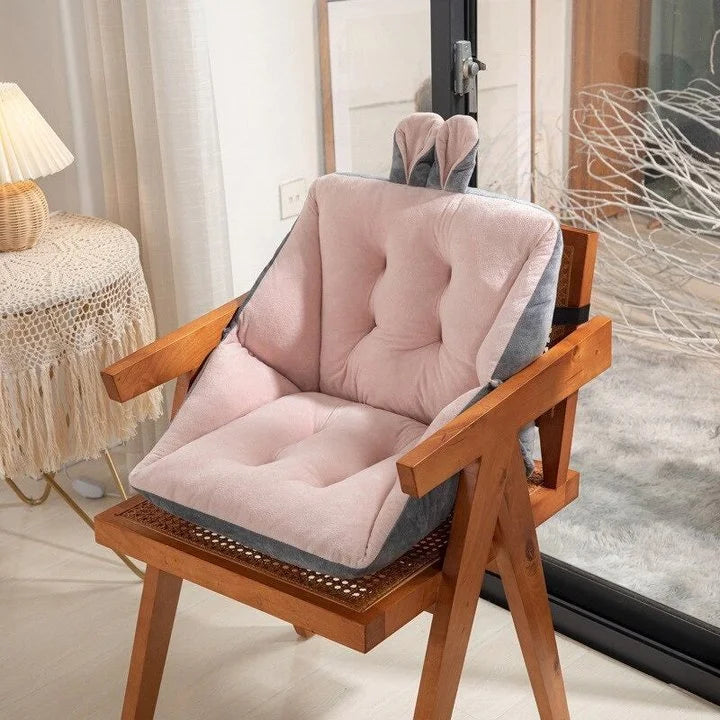 Orthopedic Seat Cushion with Integrated Back Support and Non-Slip Straps