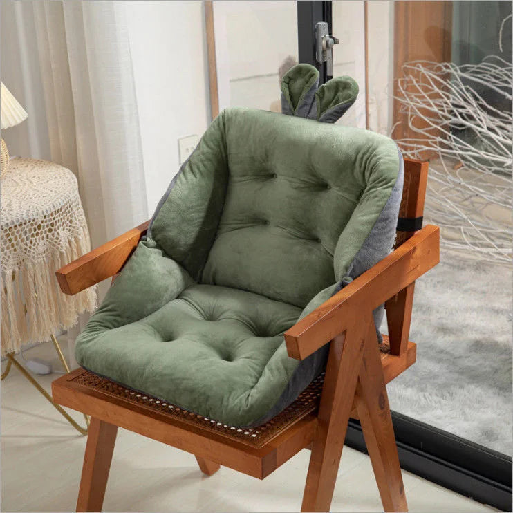 Orthopedic Seat Cushion with Integrated Back Support and Non-Slip Straps