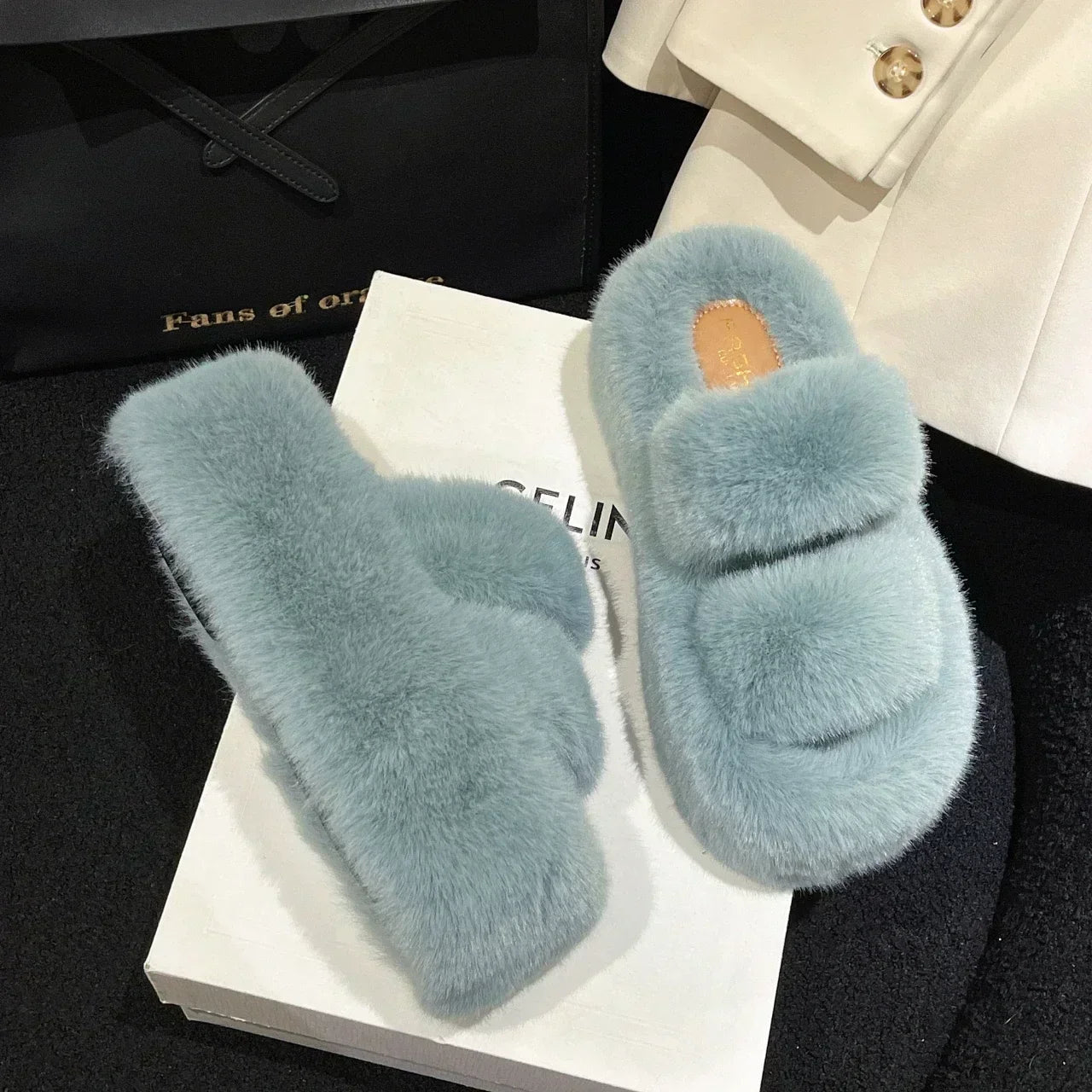 Soft Plush High Heel Slippers for Women