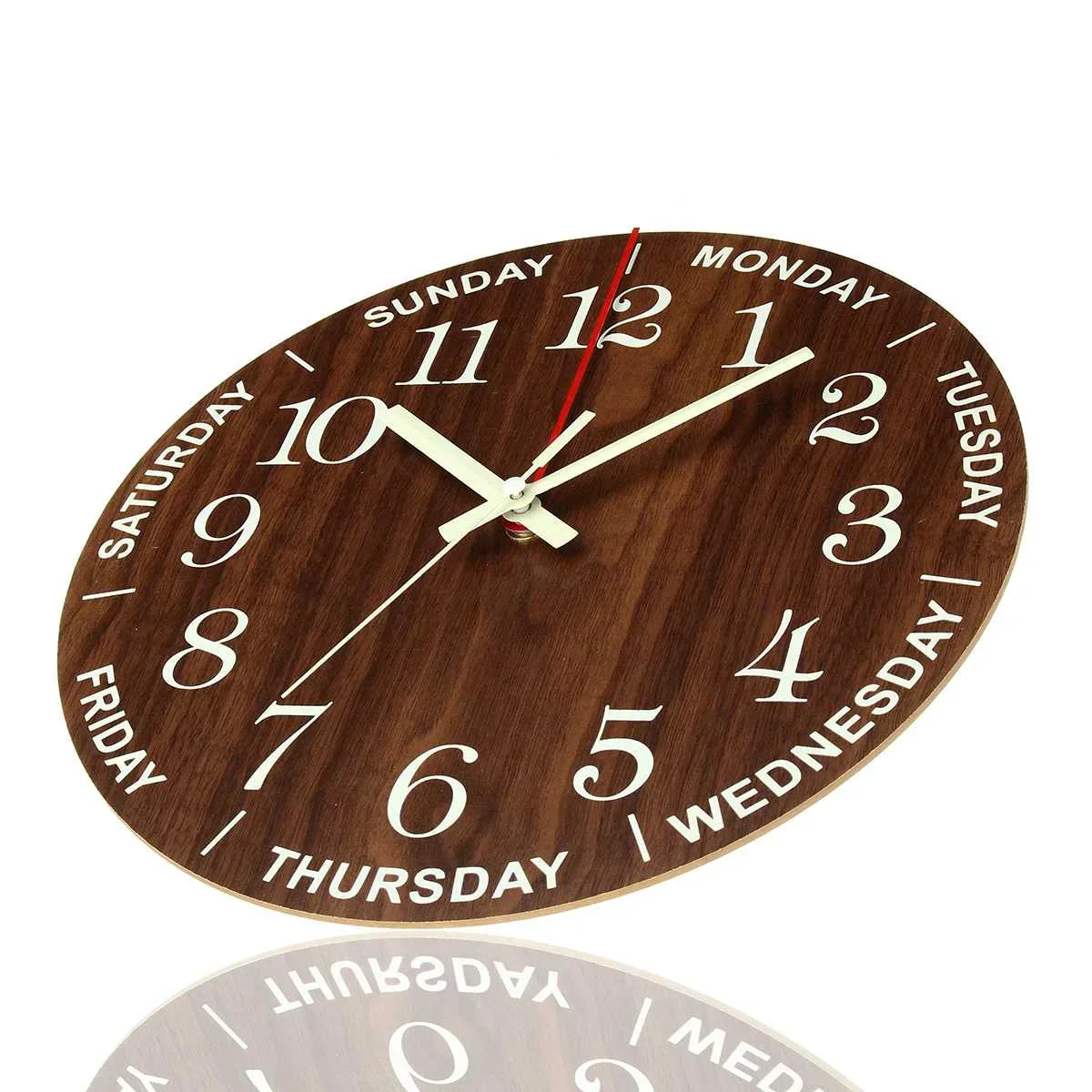 Luxe Wooden Wall Clock with Night Light and Silent Operation