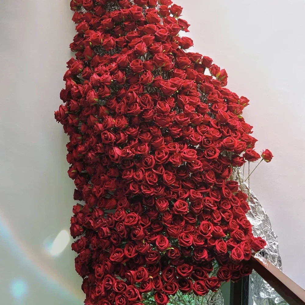 Realistic Velvet Silk Rose Bouquet - 20 Artificial Flowers for Weddings and Events