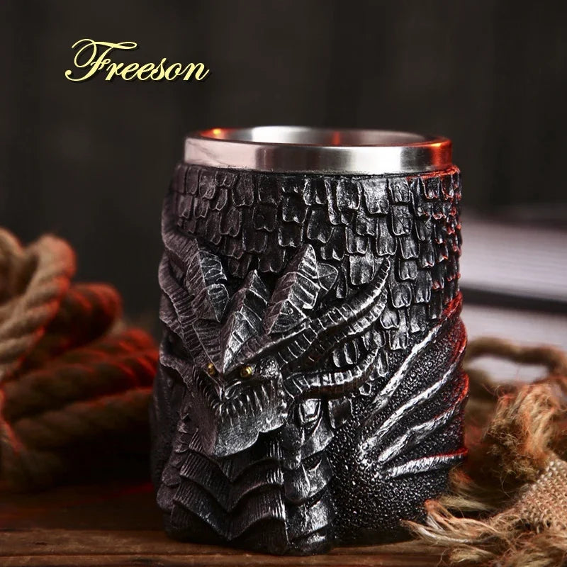 Medieval Dragon Resin and Stainless Steel Mug 600ml