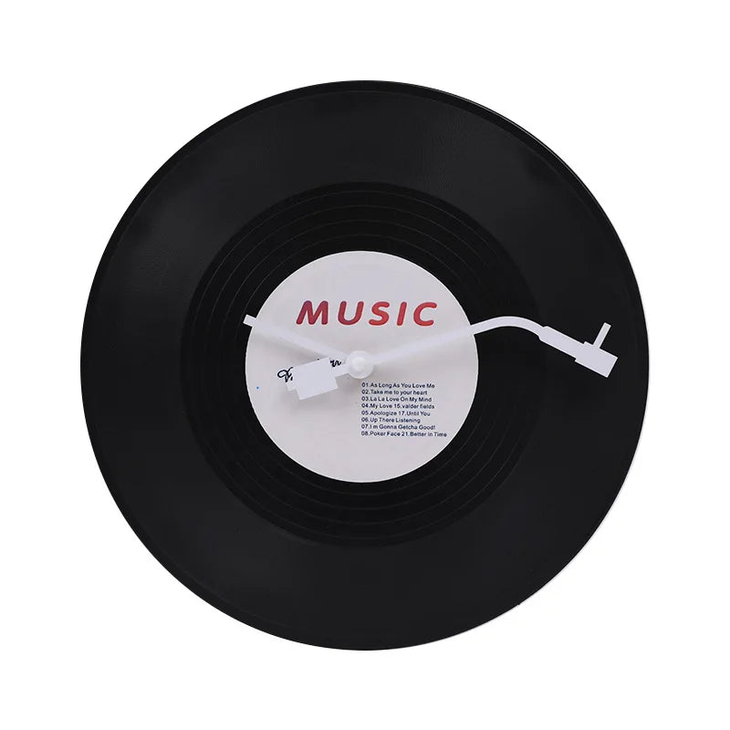 Musical Vinyl Record Wall Clock - Retro Plastic Design