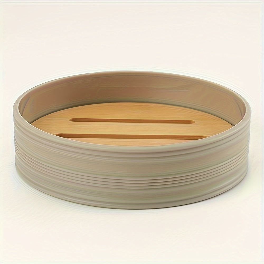 Bamboo and Plastic Bathroom Accessory Set, 6 Pieces