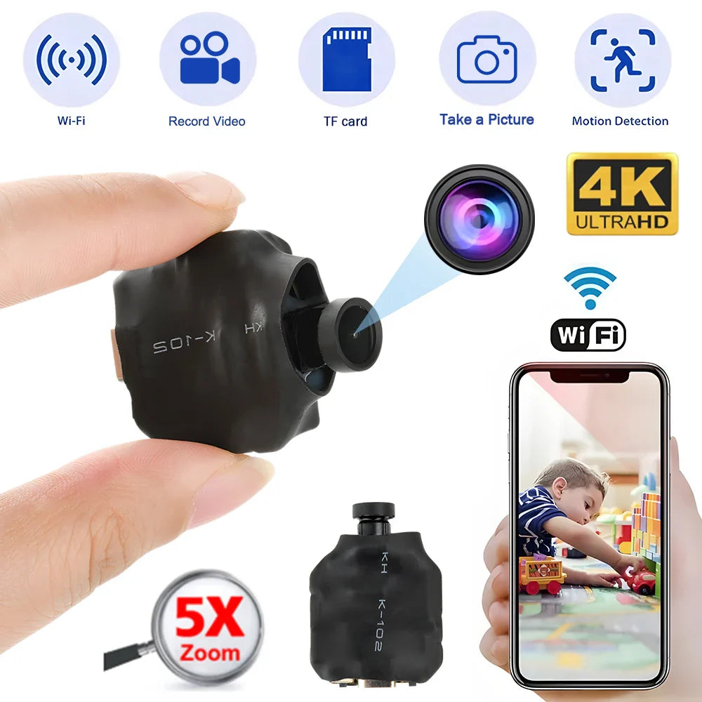 4K Wireless Mini Indoor Security Camera with Motion Detection