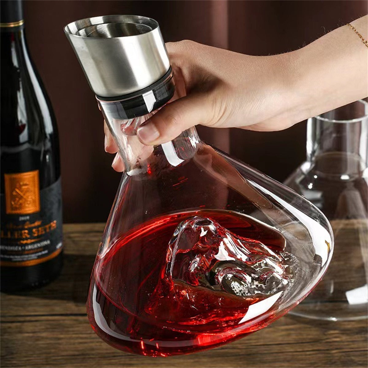 Premium Crystal Mountain Wine Decanter