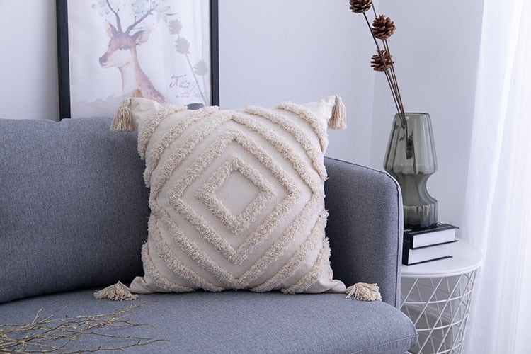 Boho Decorative Pillow Covers with Tassels