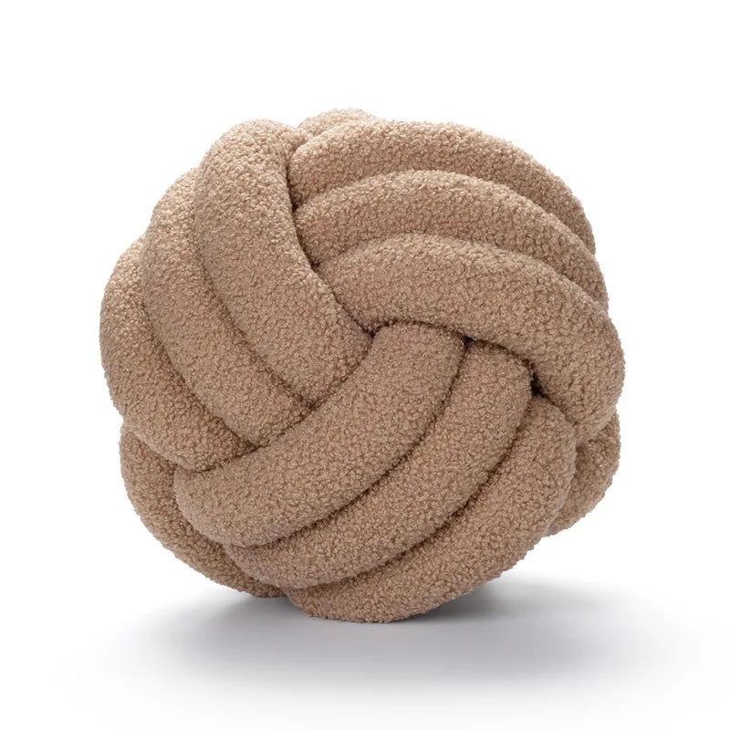 Hand-Knotted Sheepskin Ball Throw Pillow