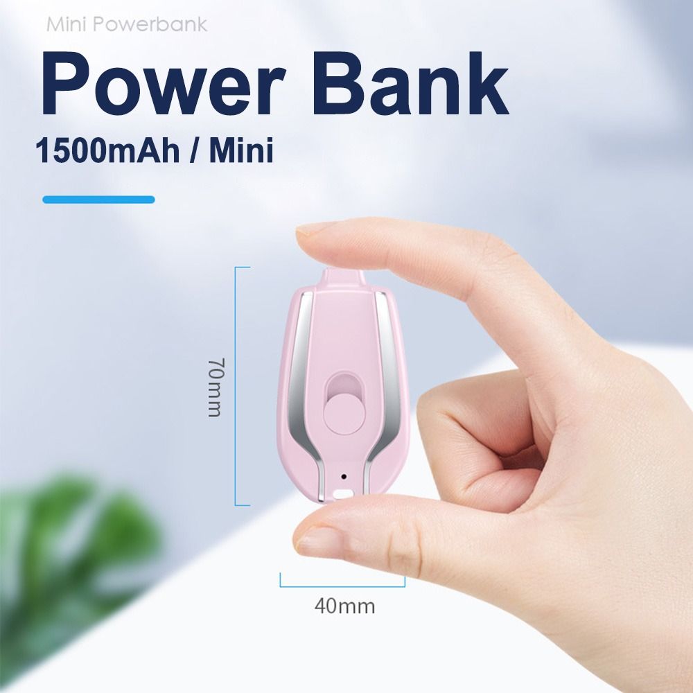 Mini Portable 1500mAh Power Bank Charger with Carabiner Clip