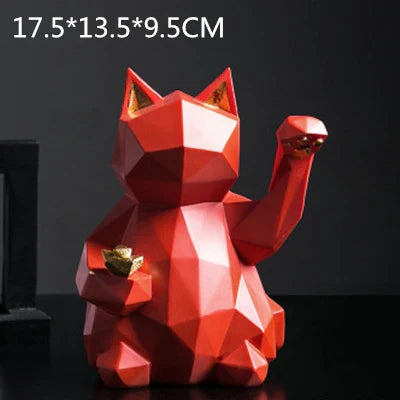 Nordic Style Geometric Lucky Cat Figurine