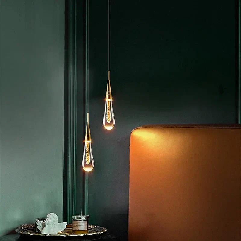 Crystal Pendant Light with Gold Finish and LED Bulbs