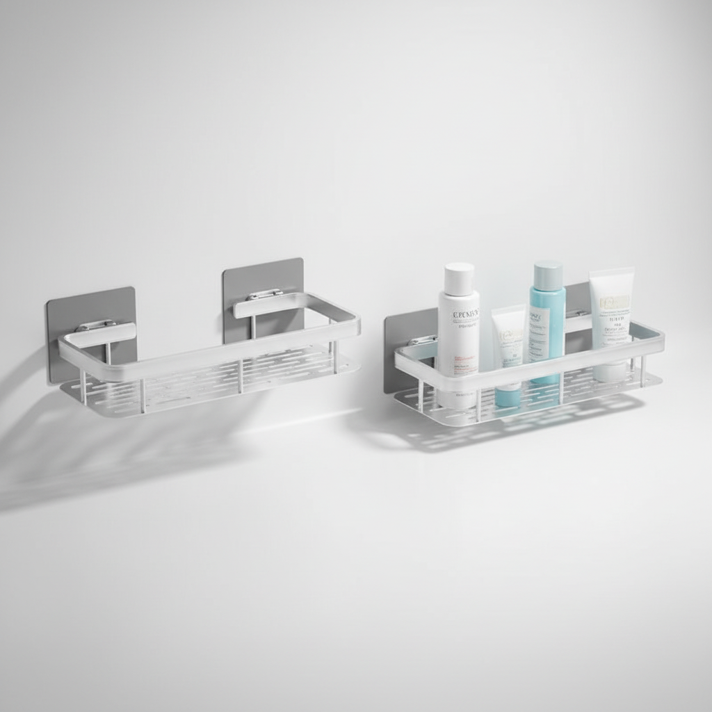 Self-Adhesive Corner Bathroom Shelf for Tiles and Glass