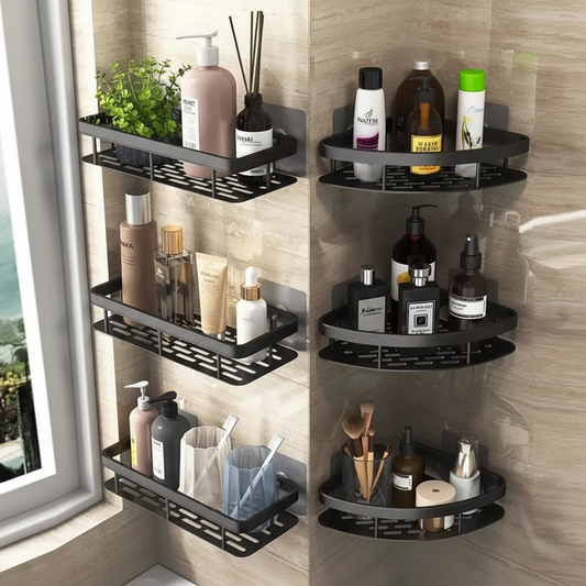 Self-Adhesive Corner Bathroom Shelf for Tiles and Glass