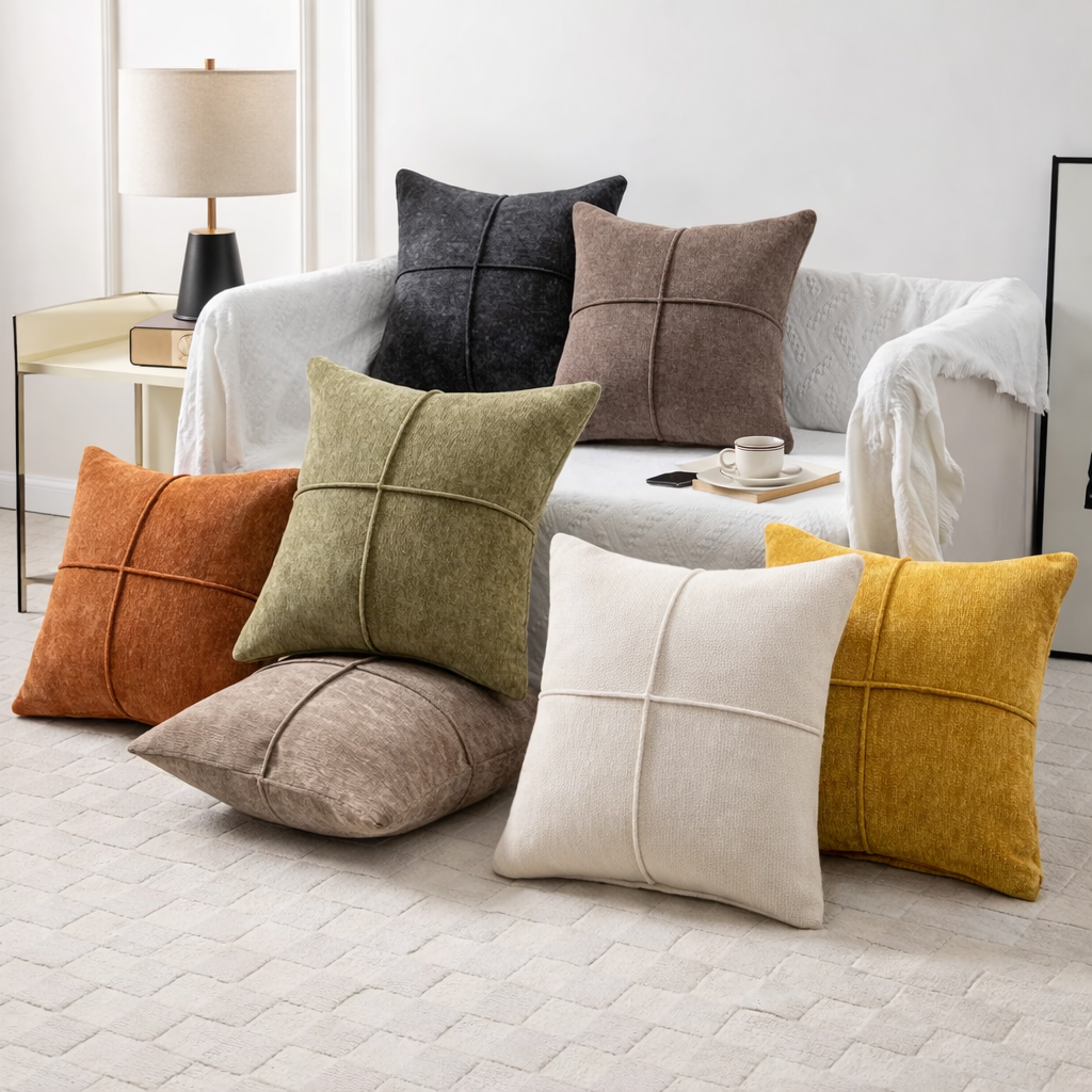 Soft Microfiber Serene Stitch Cushion Cover