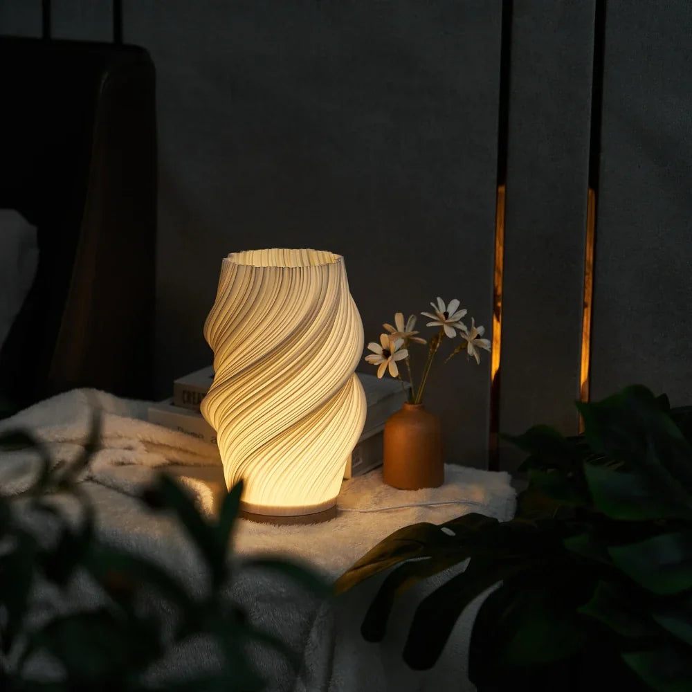 Pleated USB-Powered LED Table Lamp with Dimmable Light