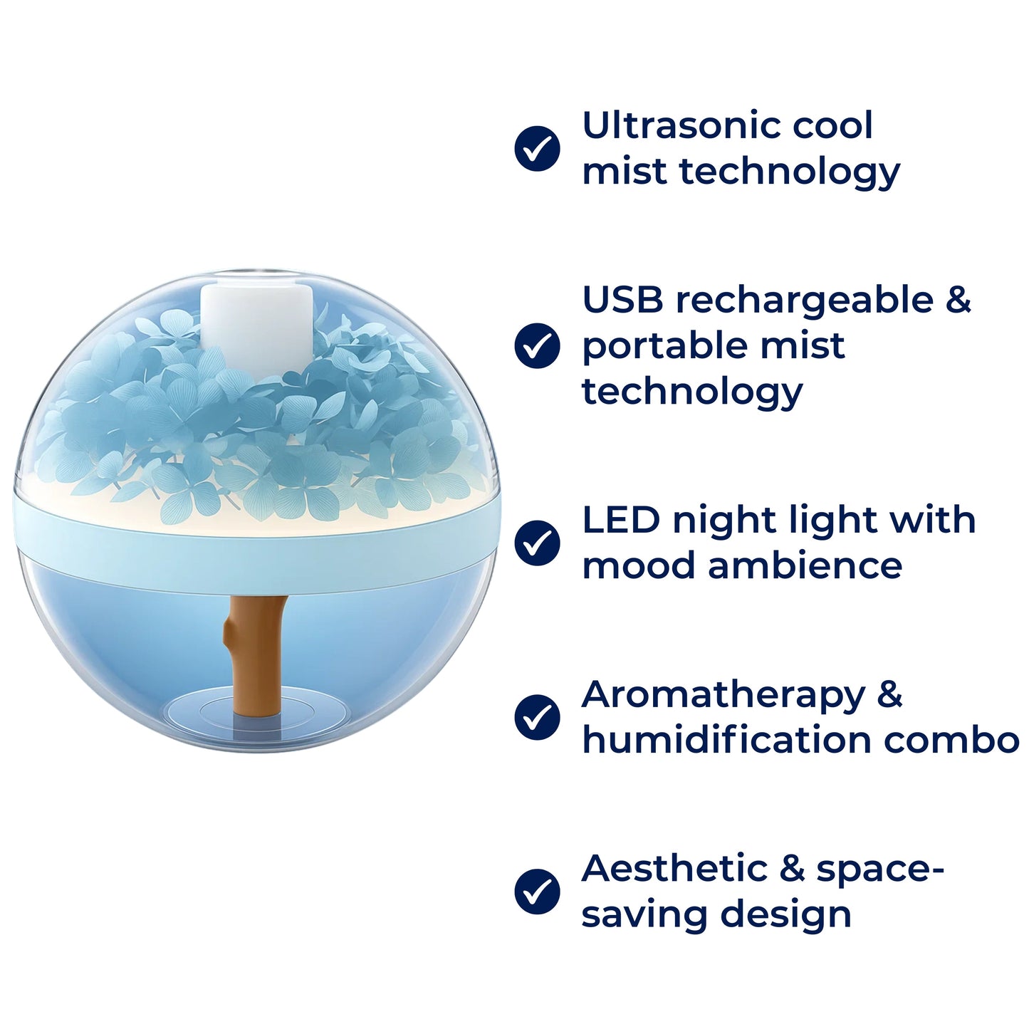 Ultrasonic Essential Oil Diffuser Humidifier with LED Night Light