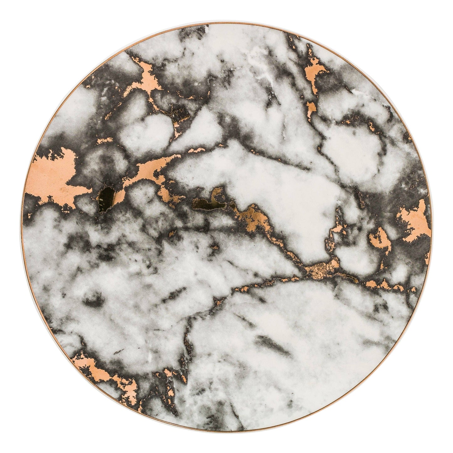 Luxury Marble Pattern Porcelain Plates with Gold Accents