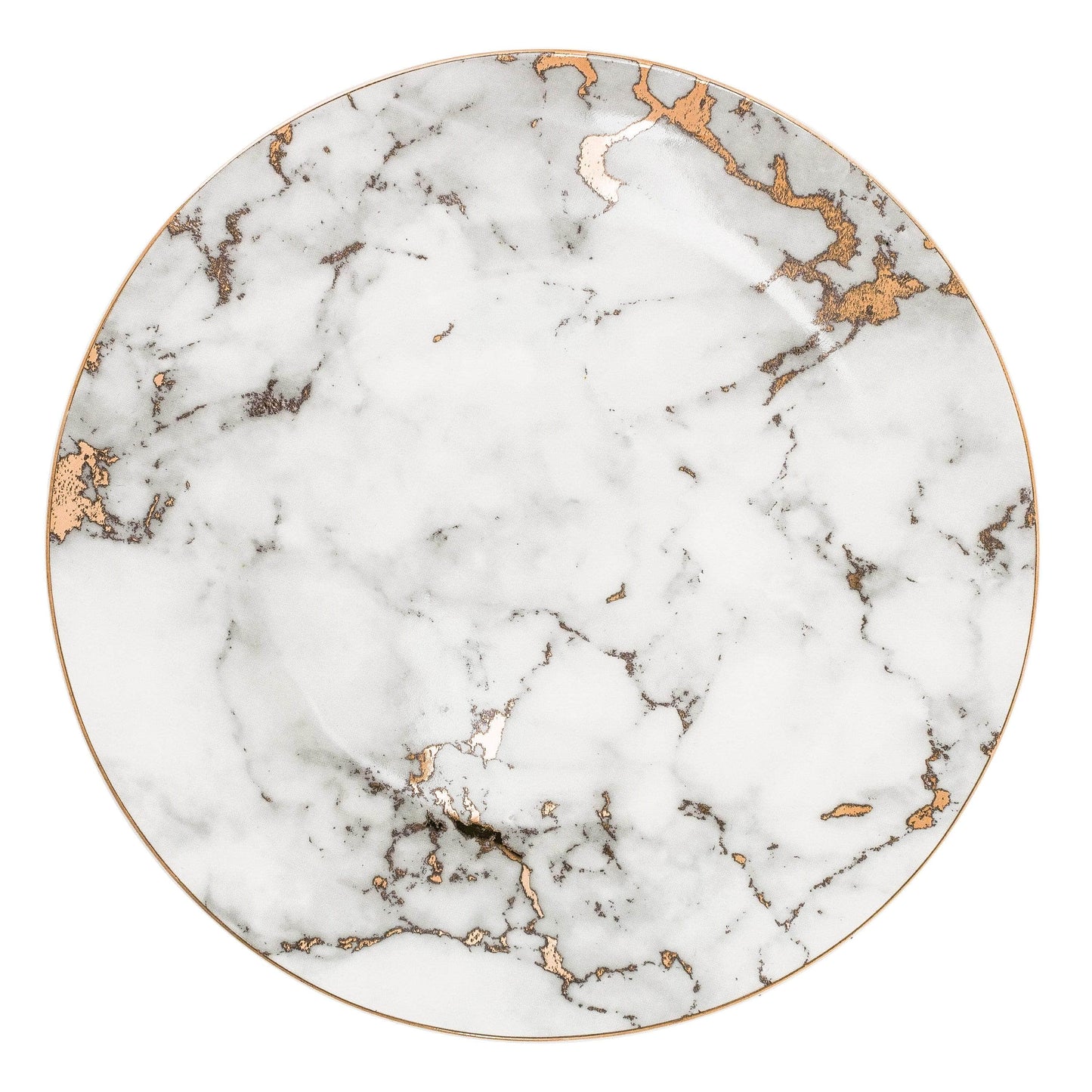 Luxury Marble Pattern Porcelain Plates with Gold Accents