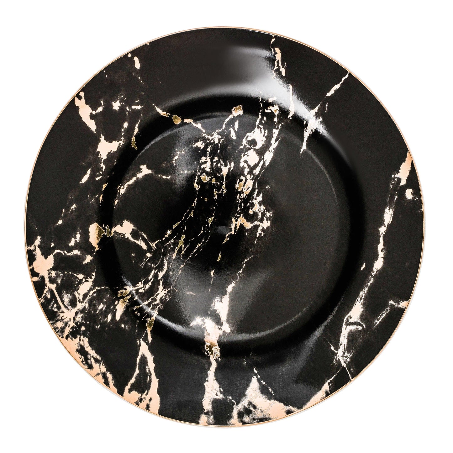 Luxury Marble Pattern Porcelain Plates with Gold Accents