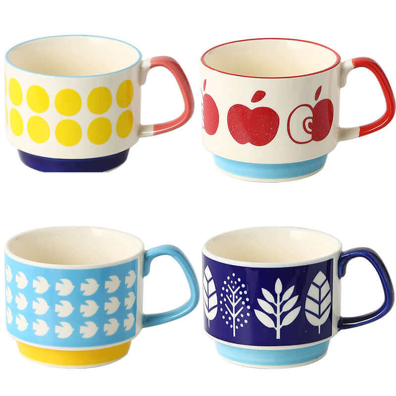 Retro Ceramic Coffee Mugs in Mid-Century Modern Style – 8 Unique Patterns