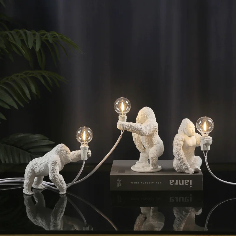 Angry Gorilla Night Lamp Sculpture with Warm Glow