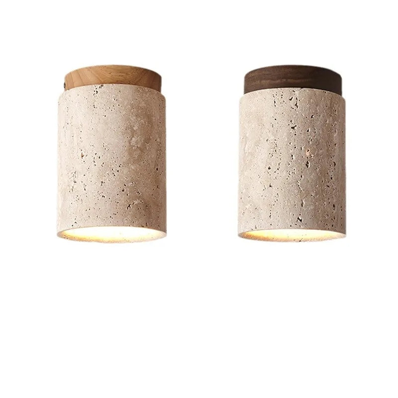 Natural Travertine Recessed Chandelier with Integrated LED Lighting