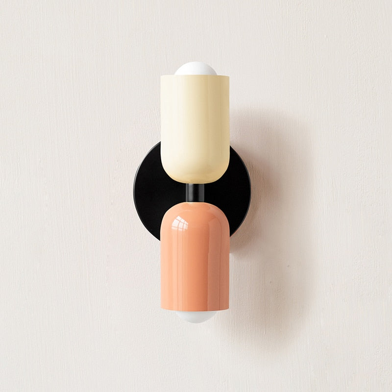Minimalist Double-Bulb Wall Lamp in Distinctive Color Shades