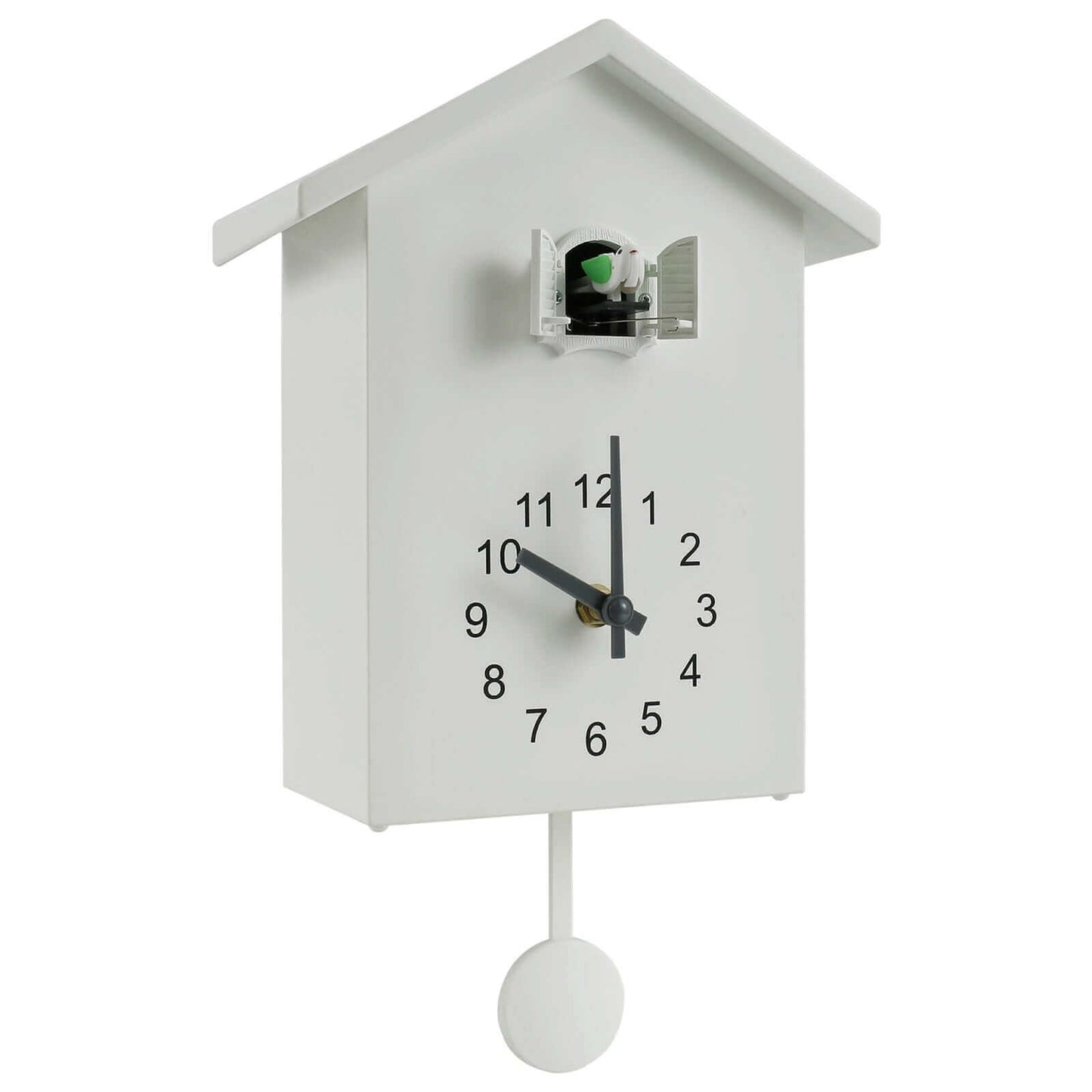 Contemporary Cuckoo Quartz Wall Clock in White, Blue, or Green