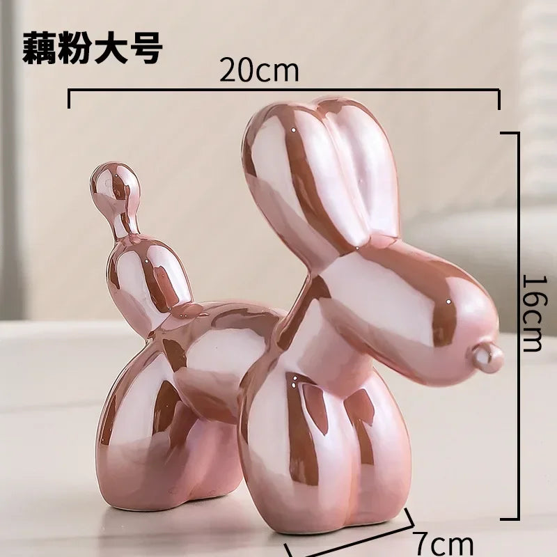 Gold Ceramic Balloon Dog Sculpture - Modern Animal Figurine for Home Decor