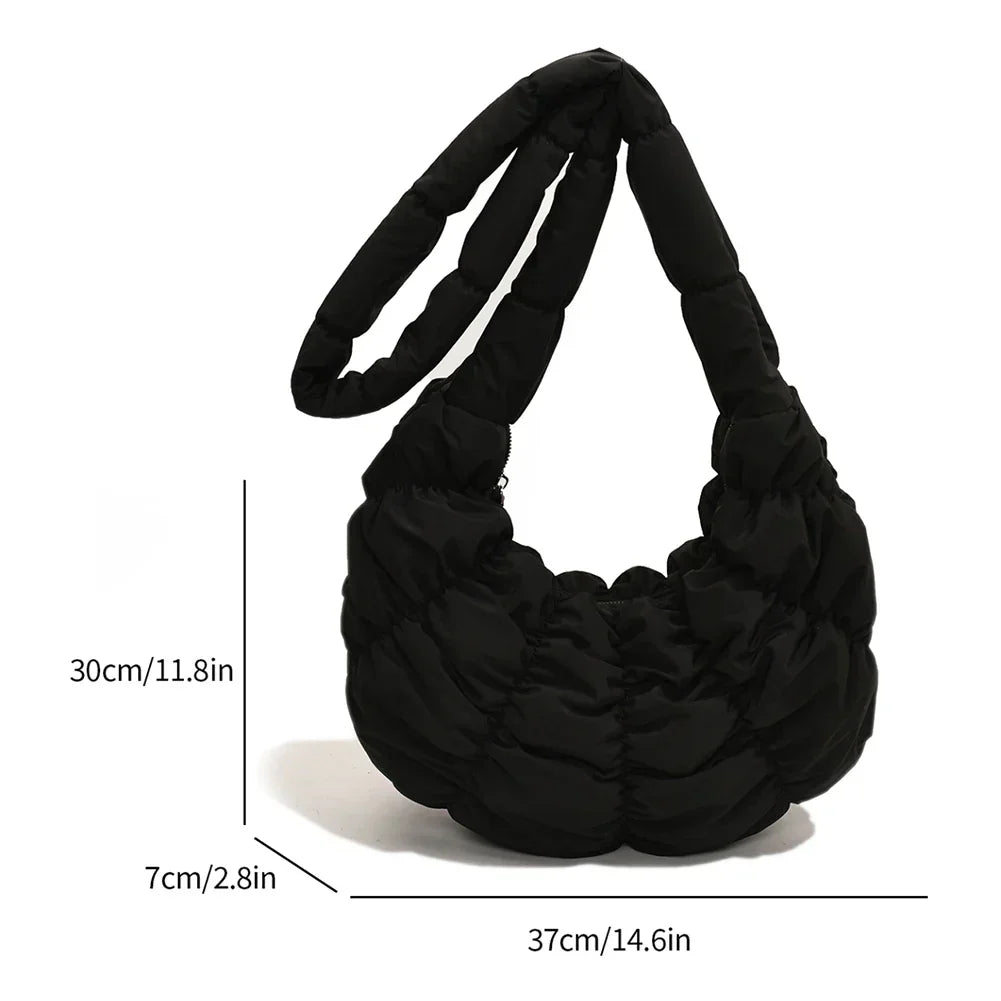 Puff Croissant Shoulder Bag - Lightweight Nylon Tote