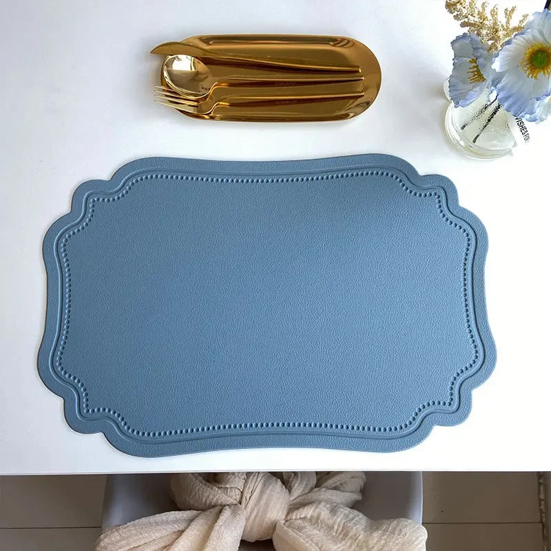 Synthetic Leather Embossed Placemat - Waterproof Non-Slip Design